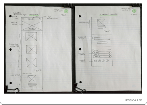 Pen & Paper Wireframe for Mobile Screen for Homepage