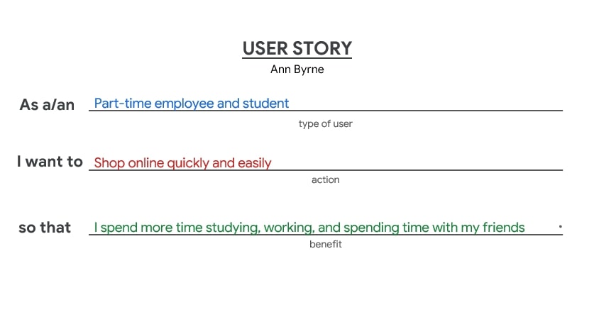 User Story for the Ann Byrne Persona