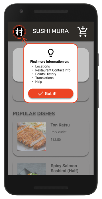 Vancity Sushi's App Navigational Cues