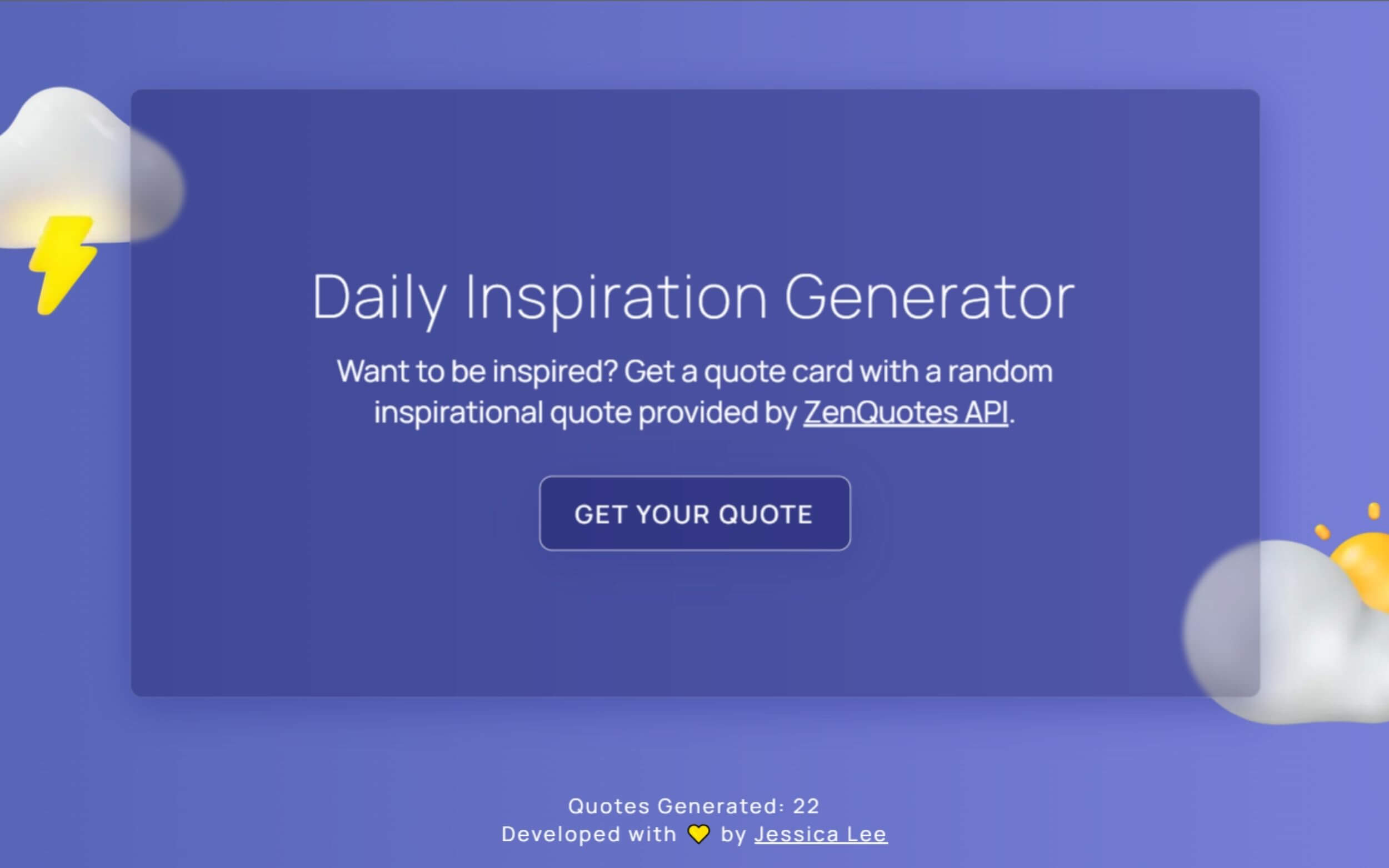 Inspirational Quote Generator Home Page Cover Photo